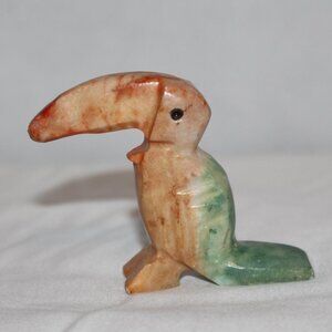 Soapstone Toucan Bird Miniature Carved Figurine Tropical Colors